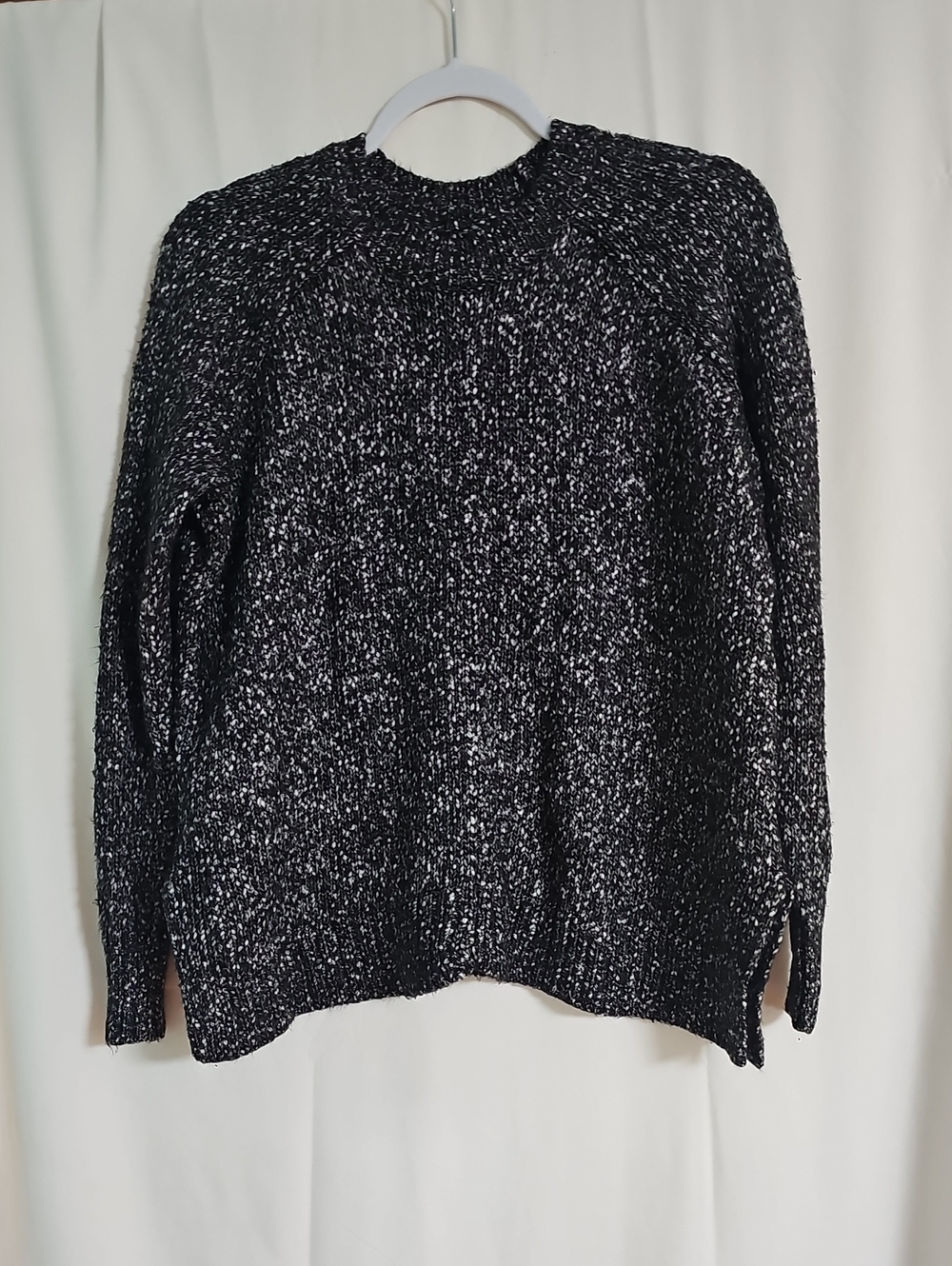 LOFT Black and White Marled Knit Sweater